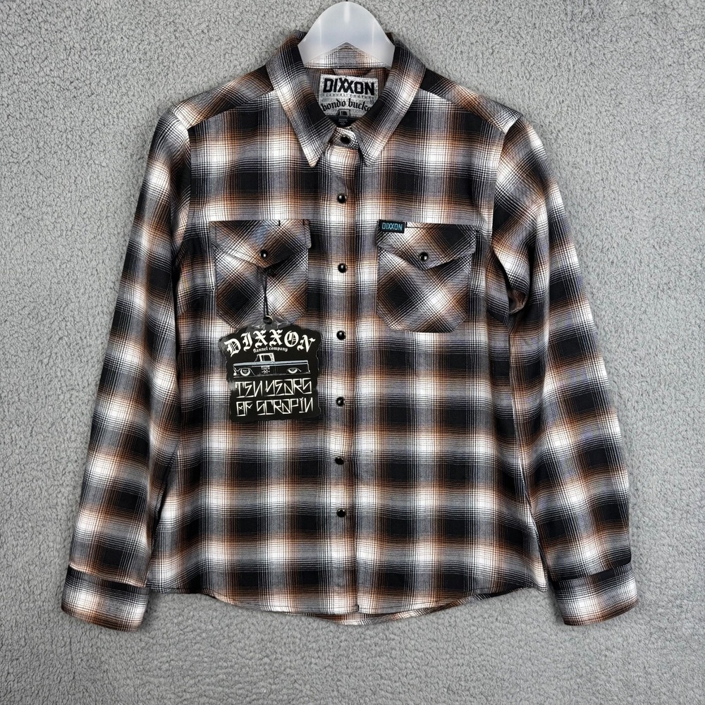 Dixxon Flannel Bondo Bucket Shirt Womens S Brown Black Snap Limited Edition NEW